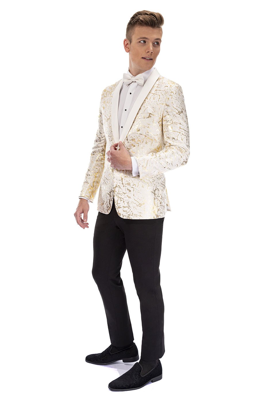 Mark Of Distinction "Camo Lamé" Ivory Shawl Tuxedo Jacket (Separates)