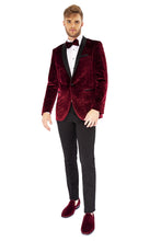 Mark of Distinction "Equinox" Burgundy Embossed Velvet Tuxedo Jacket (Separates)