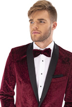Mark of Distinction "Equinox" Burgundy Embossed Velvet Tuxedo Jacket (Separates)