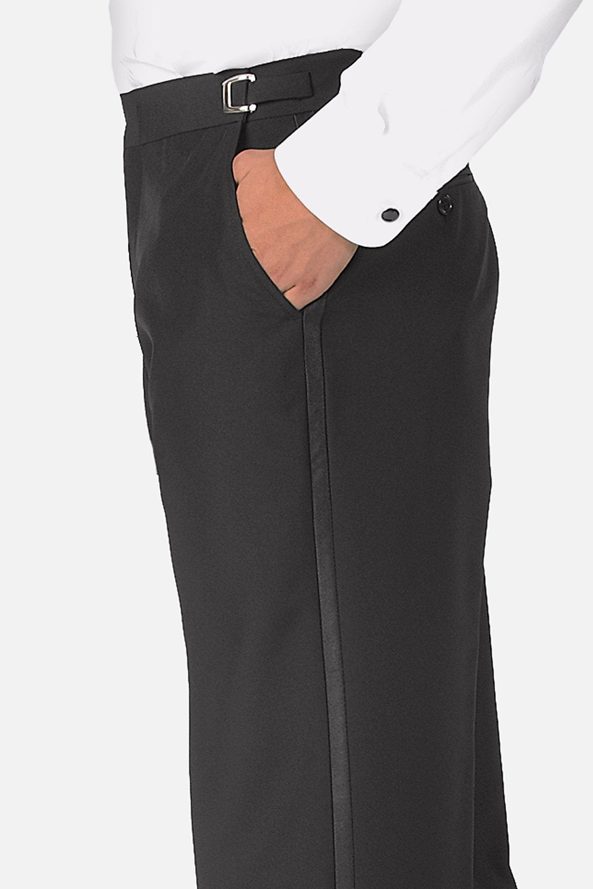 Daniel Black Polyester Plain Front Tuxedo Pants –