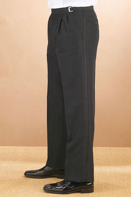Neil Allyn "George" Black Polyester Pleated Tuxedo Pants