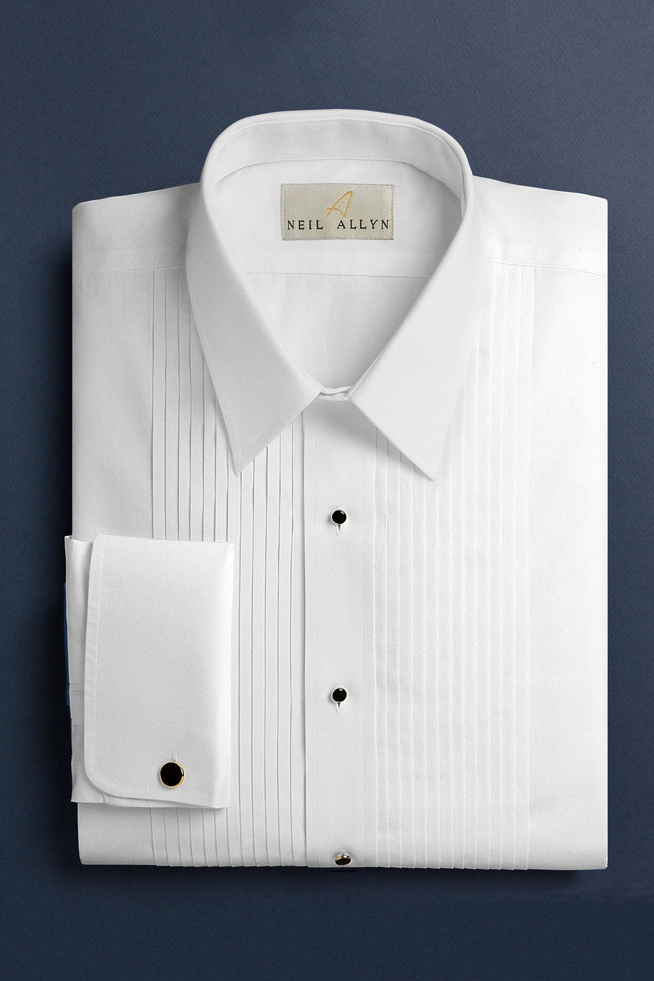 Neil Allyn "Jacob" White Pleated Laydown Tuxedo Shirt