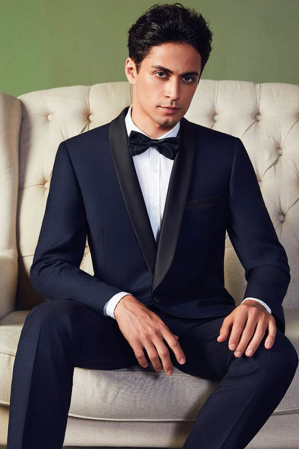 "Davis" Navy 1-Button Shawl Tuxedo (2-Piece Set)