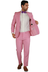 Paul Lorenzo 1969 Paul Lorenzo 1969 Pink Solid Slim Fit Suit