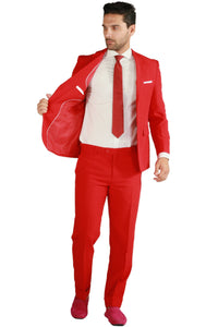 Paul Lorenzo 1969 Paul Lorenzo 1969 Red Solid Slim Fit Suit