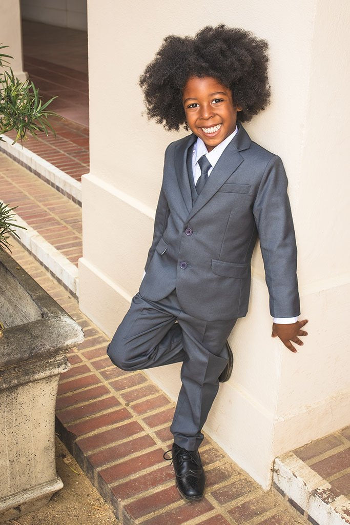 Peanut Butter Collection "007" Kids Charcoal Suit 5-Piece Set
