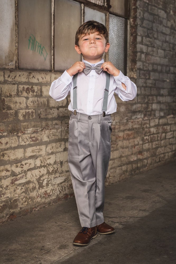 Peanut Butter Collection "Dustin" Kids Heather Grey 4-Piece Barn Wedding Set