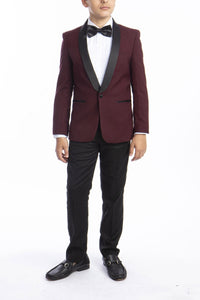 Perry Ellis "Trent" Perry Ellis Kids Burgundy 5-Piece Tuxedo