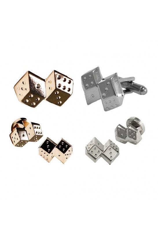 Pioneer Double Dice Studs and Cufflinks Set