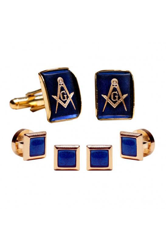 Pioneer Sapphire Mason Insignia Studs and Cufflinks Set