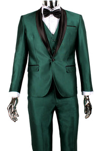 "Versailles" Green 1-Button Shawl Tuxedo (3-Piece Set)