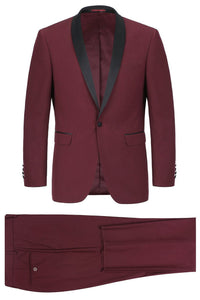 RN Collection "Paris" Burgundy 1-Button Shawl Tuxedo