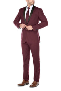 RN Collection "Paris" Burgundy 1-Button Shawl Tuxedo