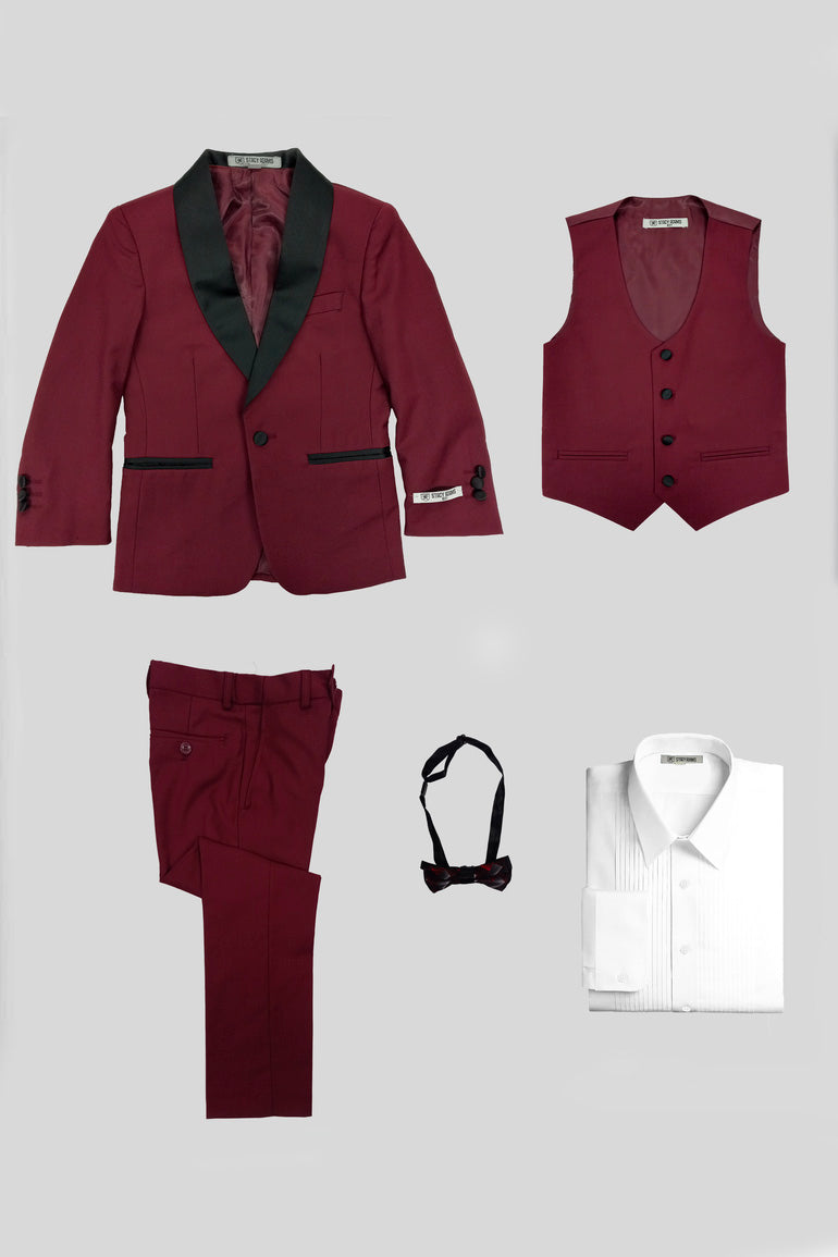 Stacy Adams "Hampton" Stacy Adams Kids Burgundy Tuxedo (5-Piece Set)