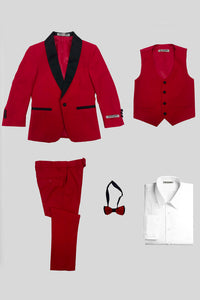 "Hampton" Stacy Adams Kids Red Tuxedo (5-Piece Set)