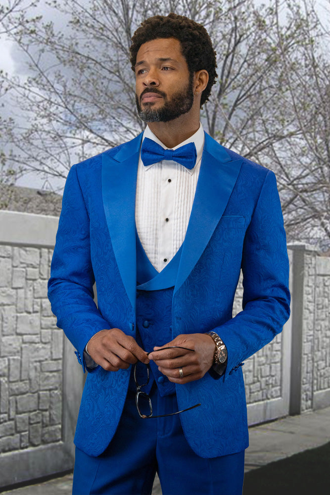 White and royal blue convenait tux