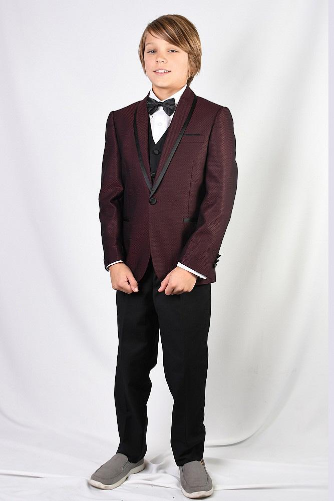 Statement "Caesar" Kids Burgundy Shawl Tuxedo 5-Piece Set