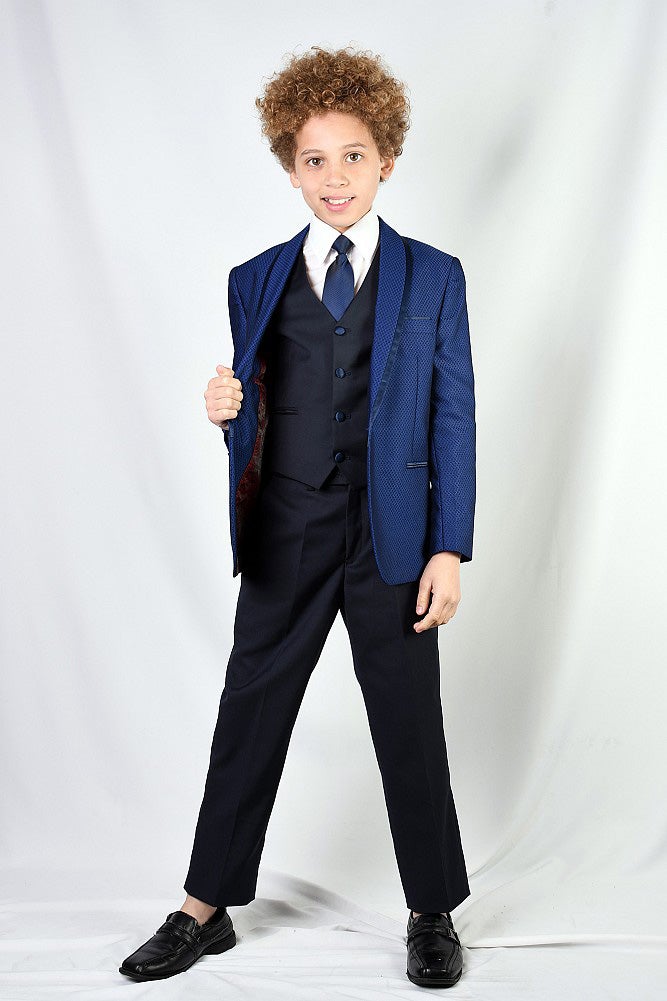 Statement "Caesar" Kids Sapphire Shawl Tuxedo 5-Piece Set