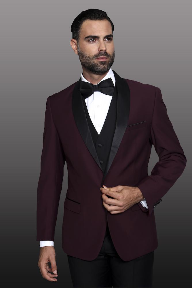 Statement "Encore" Burgundy 1-Button Shawl Tuxedo