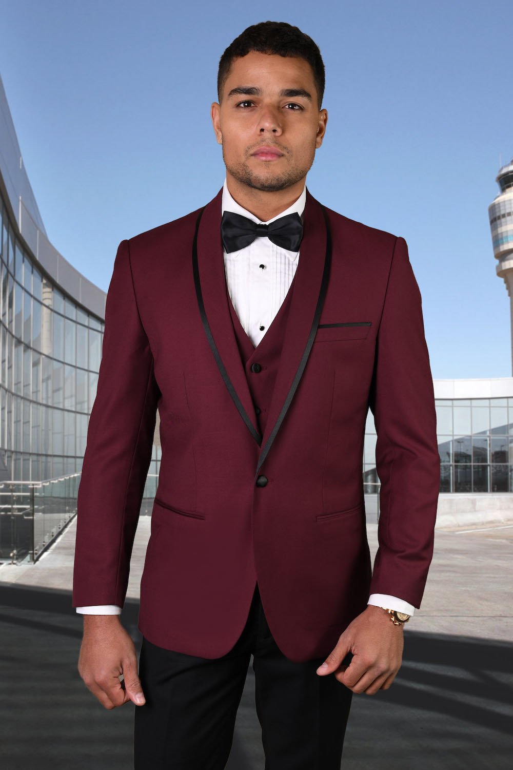Austin Diamond' Weave Tuxedo Jacket Burgundy - Slim Fit / Modern Fit - King  of Hearts