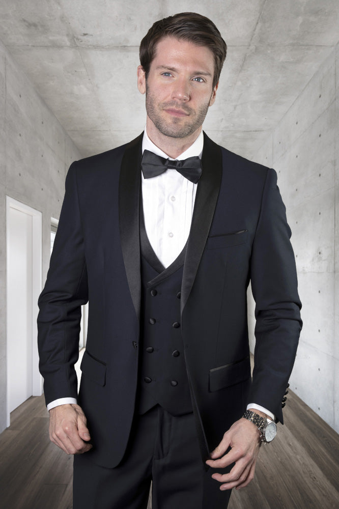 Statement "MGM" Navy 1-Button Shawl Tuxedo