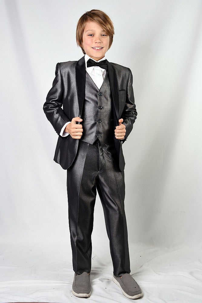 Statement "Wynn" Kids Grey Shawl Tuxedo 5-Piece Set
