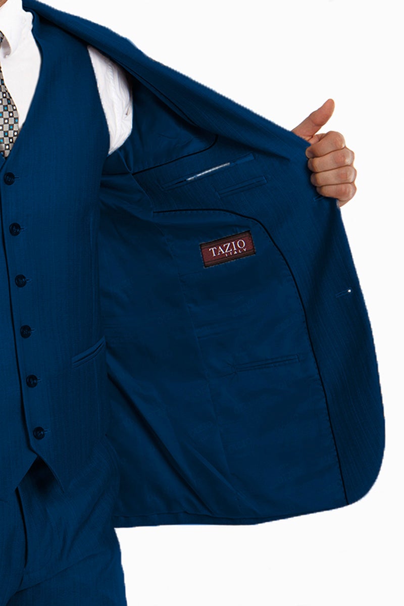 Tazio "Benjamin" Kids Textured Blue 5-Piece Suit