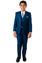 Tazio "Benjamin" Kids Textured Blue 5-Piece Suit