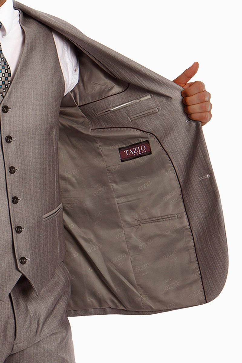 Tazio "Benjamin" Kids Textured Grey 5-Piece Suit
