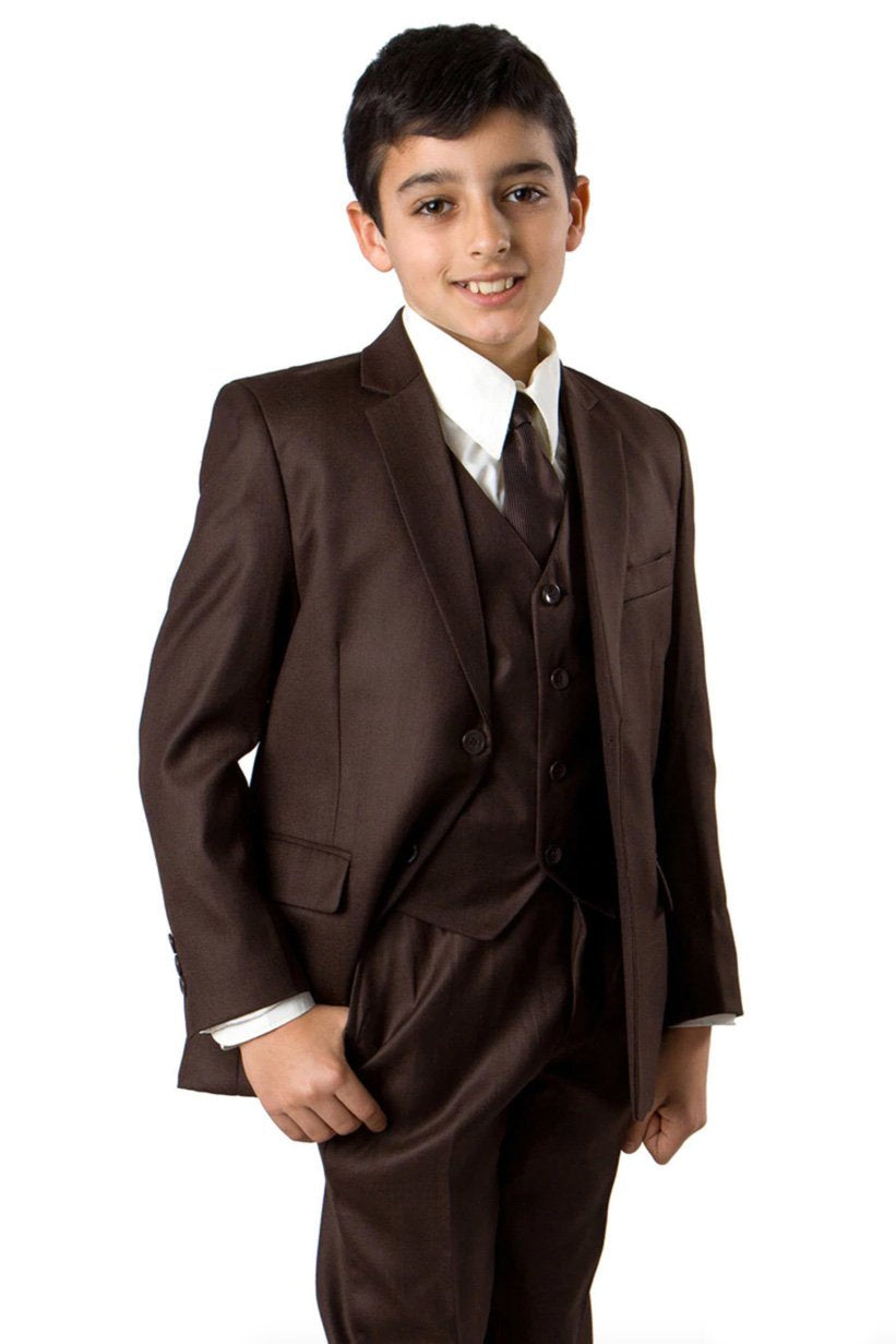 Tazio "Jacob" Kids Brown 5-Piece Suit