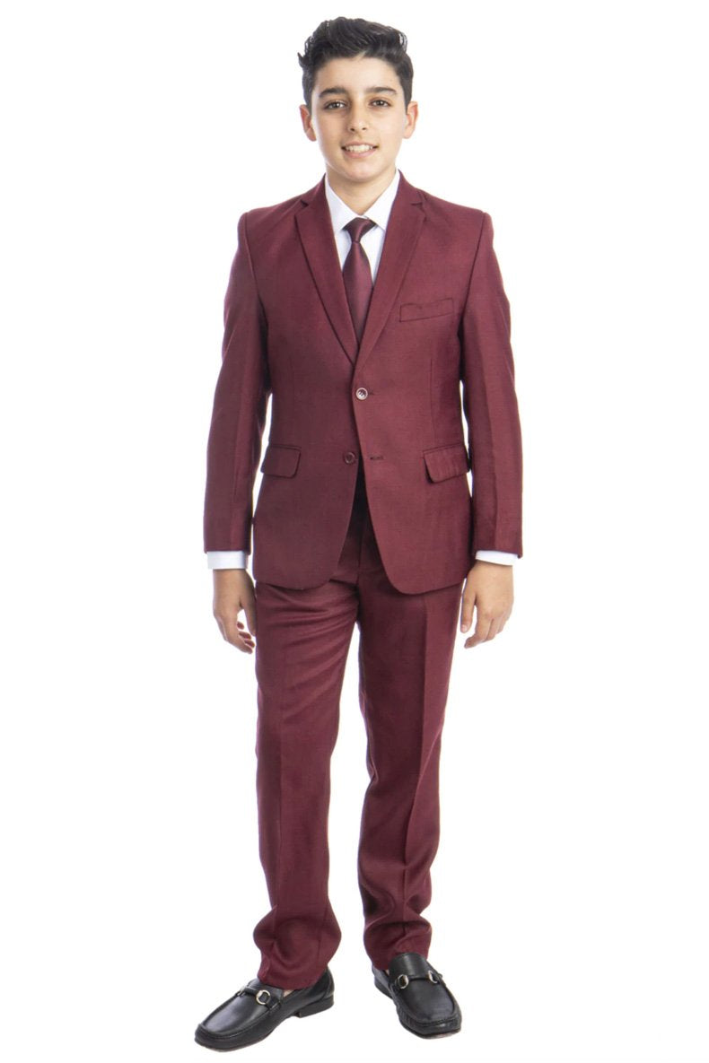 Tazio "Jacob" Kids Burgundy 5-Piece Suit