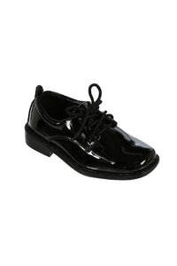 Tip Top "Lincoln" Kids Black Square Toe Lace Up Tuxedo Shoes