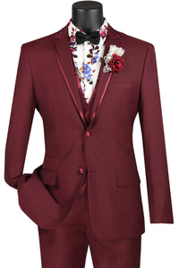 "Syracuse" Burgundy Vinci 2-Button Notch Tuxedo (3-Piece Set)