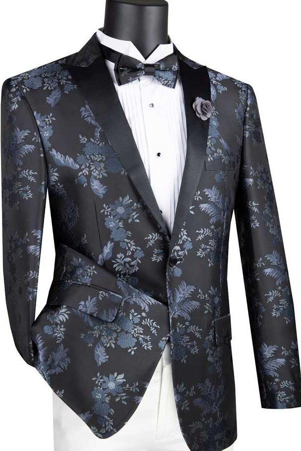 Vinci "Floral" Black Tuxedo Jacket (Separates)