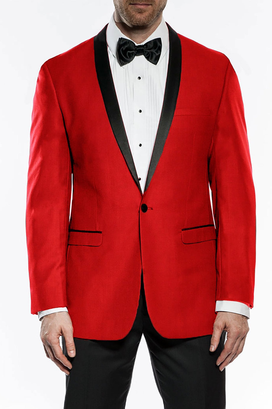 Vinci "Sleek" Red Vinci 1-Button Shawl Tuxedo