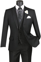 Vinci "Syracuse" Black Vinci 2-Button Notch Tuxedo (3-Piece Set)
