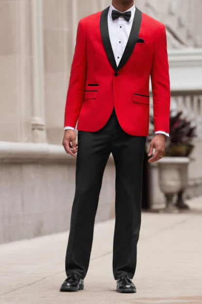 West End "Vegas" Red 1-Button Shawl Tuxedo (2-Piece Set)