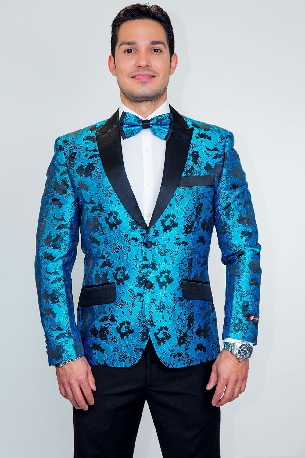 Twisted Tailor Ersat Skinny Fit Blue Floral Tuxedo Jacket