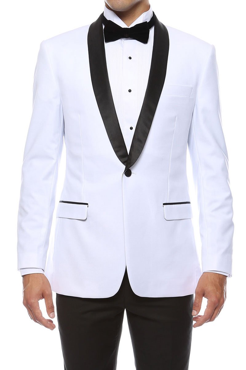 Zonettie "Reno" White 1-Button Shawl Tuxedo